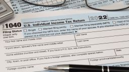 An IRS 1040 tax year 2022 form.