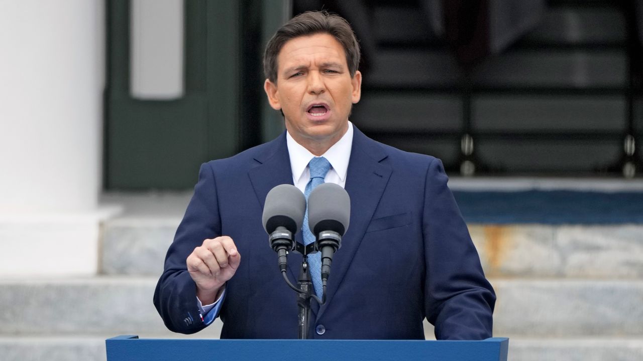Florida Gov. Ron DeSantis speaks after being sworn in for his second term during an inauguration ceremony at the Old Capitol on Tuesday, January 3, 2023, in Tallahassee.