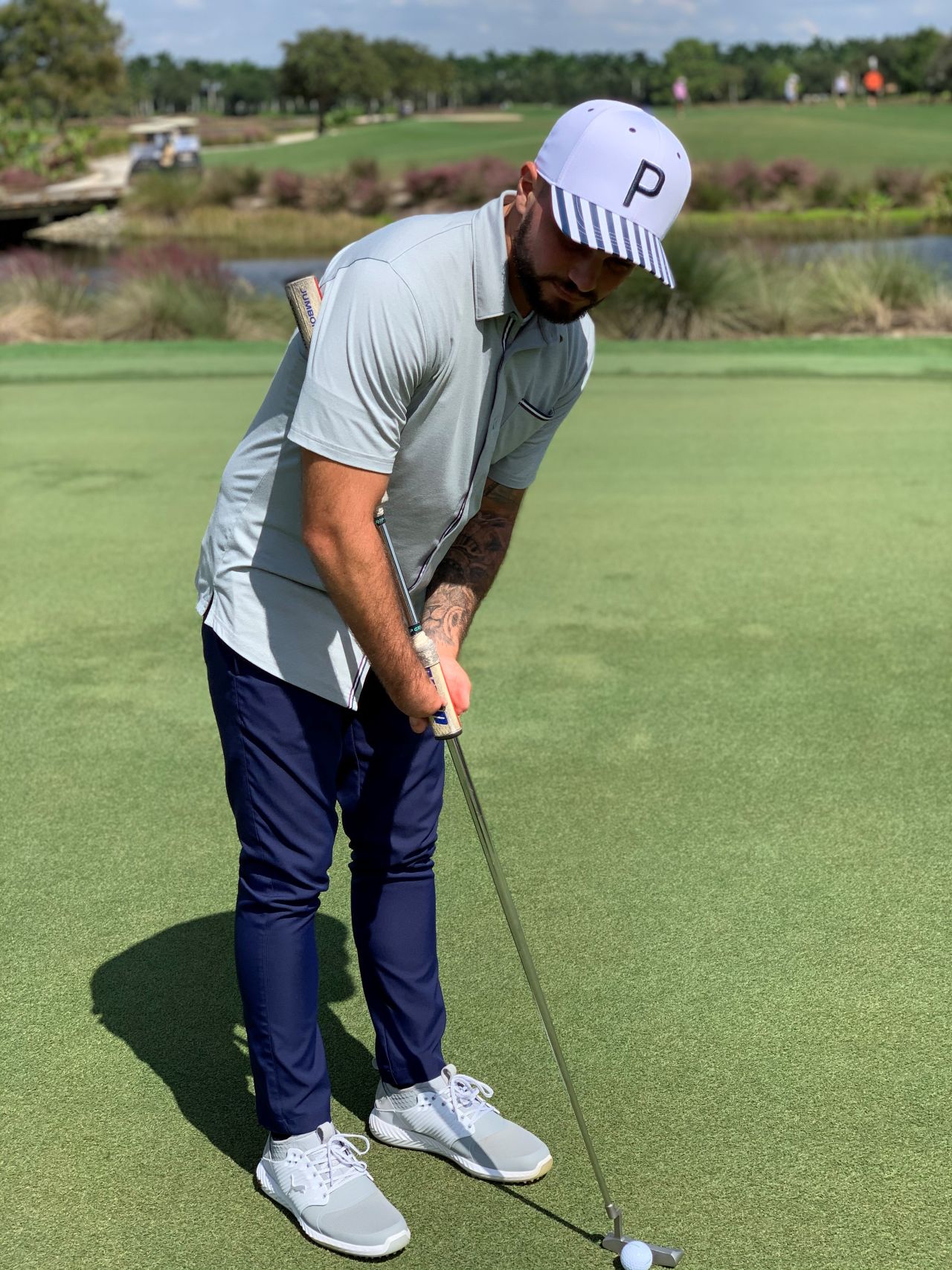 Canesi's grip has barely changed from the age of six, when he hit his first shot. His clubs are far longer than the average, and Canesi believes they can be a great training aid for budding players. "It helps you stay connected, rotating as one, and using your chest through the target," he told CNN.