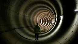 A worker stands in the tunnel of the North-South subway line in Amsterdam on January 16, 2013. The new 'Line 52' was due for completion by 2012, but the project was reportedly delayed because of financial and structural reasons. Completion of Line 52 is now scheduled for 2017. The line will offer more direct journey possibilities as well as connections with Amsterdam Central Station. AFP PHOTO / ANP - ROBIN VAN LONKHUIJSEN - netherlands out (Photo credit should read ROBIN VAN LONKHUIJSEN/AFP via Getty Images)
