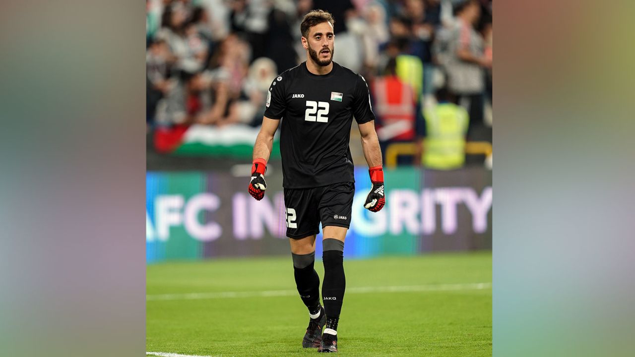 Rami Hamadeh plays for the Palestianian national team against Jordan at the Mohammed Bin Zayed Stadium in Abu Dhabi, United Arab Emirates, AFC Asian Cup. 