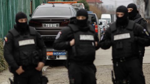 Romanian officials transport cars seized from the Tate compound to an undisclosed storage location, from Voluntari, Ilfov, Romania on January 14, 2023.