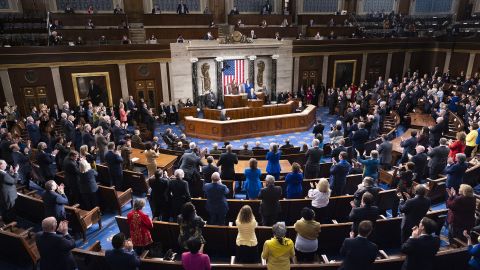 WASHINGTON, DC - MARCH 01:  U.S. President Joe Biden delivers the State of the Union address during a joint session of Congress in the U.S. Capitol's House Chamber on March 1, 2022 in Washington, DC. During his first State of the Union address, Biden was expected to speak on his administration's efforts to lead a global response to the Russian invasion of Ukraine, work to curb inflation and to bring the country out of the COVID-19 pandemic.  (Photo by Jim Lo Scalzo-Pool/Getty Images)