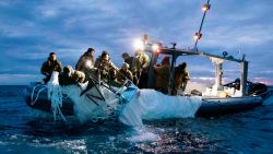 Sailors assigned to Explosive Ordnance Disposal Group 2 recover a high-altitude surveillance balloon off the coast of Myrtle Beach, South Carolina, Feb. 5, 2023. (U.S. Navy Photo by Mass Communication Specialist 1st Class Tyler Thompson)