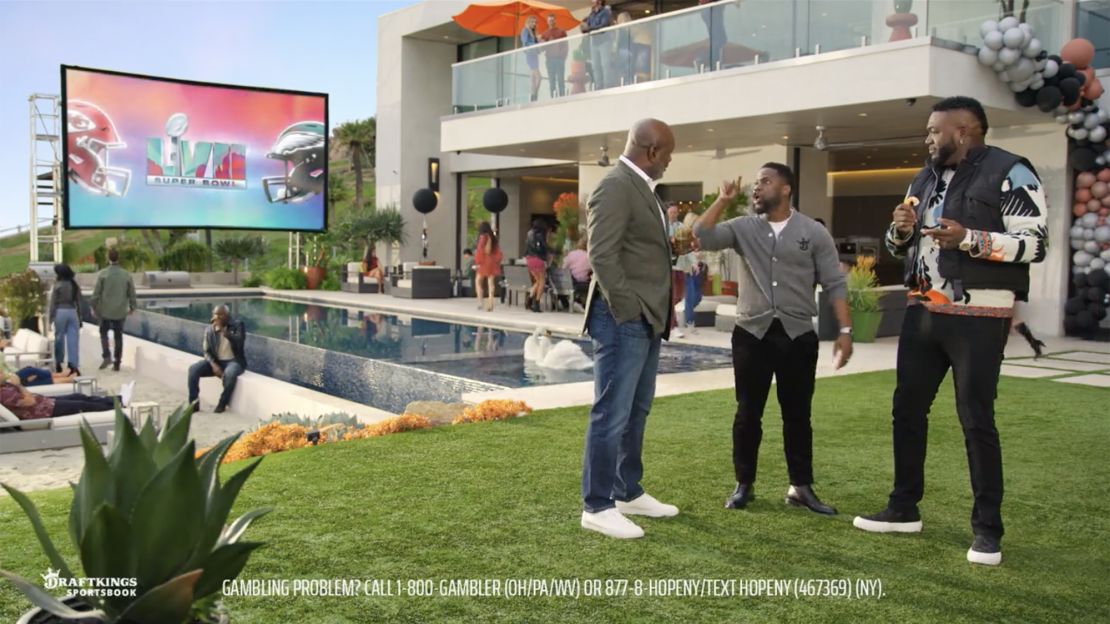 DraftKings' Super Bowl ad with Kevin Hart, David Ortiz and Emmitt Smith.