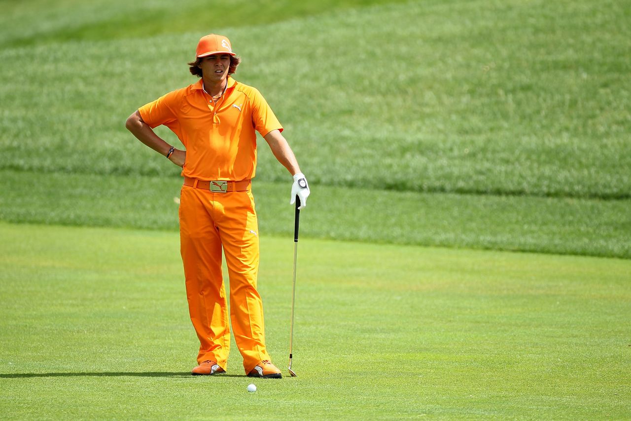 While wearing red on Sundays will forever be associated with Tiger Woods, Rickie Fowler has cornered the market for Sunday orange. The American's commitment to his neon pumpkin Puma wardrobe on the final day of events quickly became a look so iconic that it would be unusual not to see at least one spectator decked out in orange wherever Fowler played.
