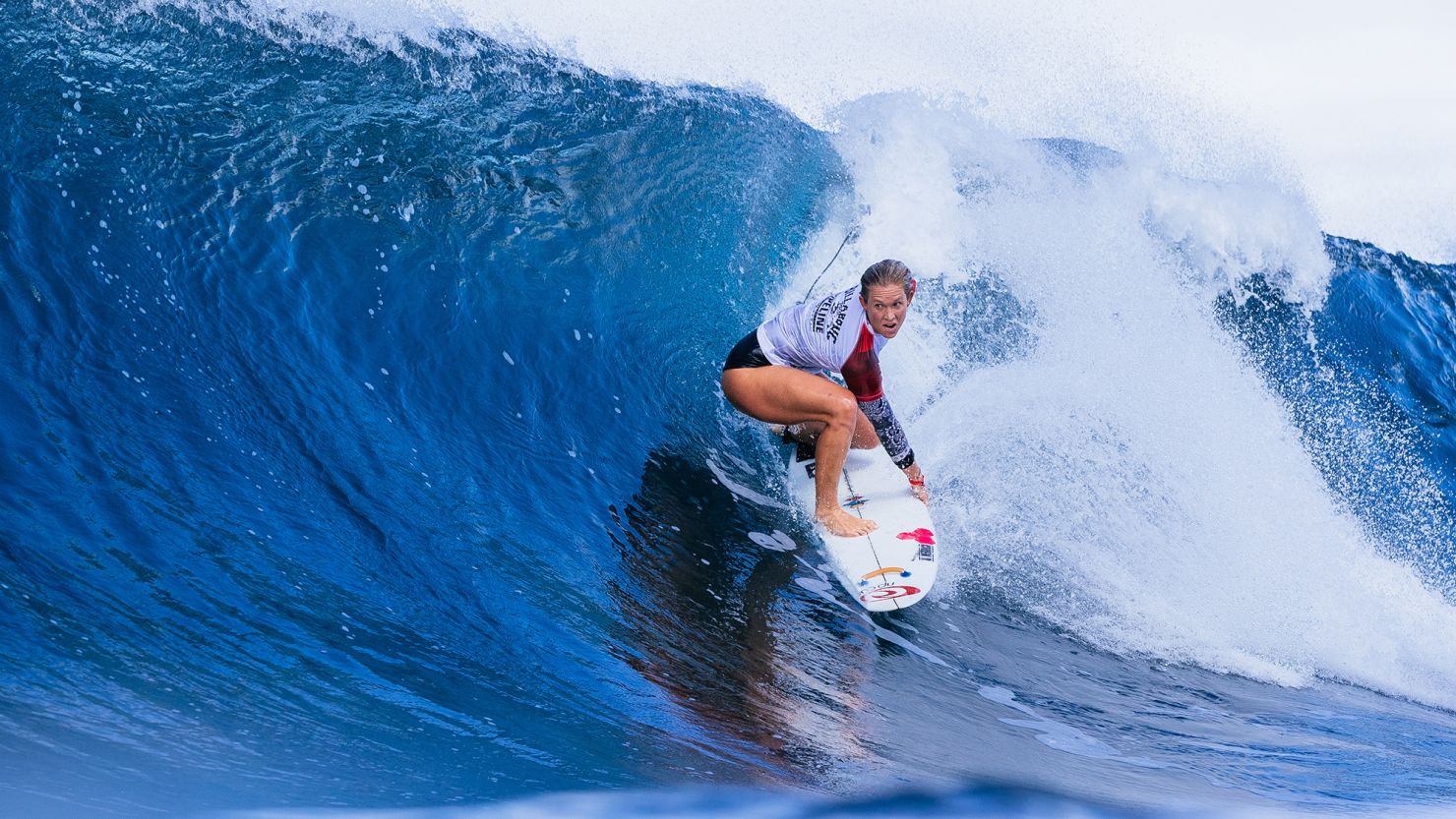 Bethany Hamilton surfing on January 30, 2022 in Haleiwa, Hawaii.