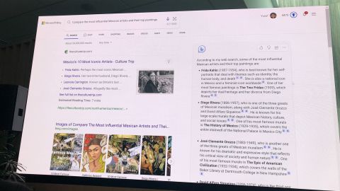 Microsoft's updated Bing search engine revealed at a news event at Microsoft's Washington headquarters on February 8.