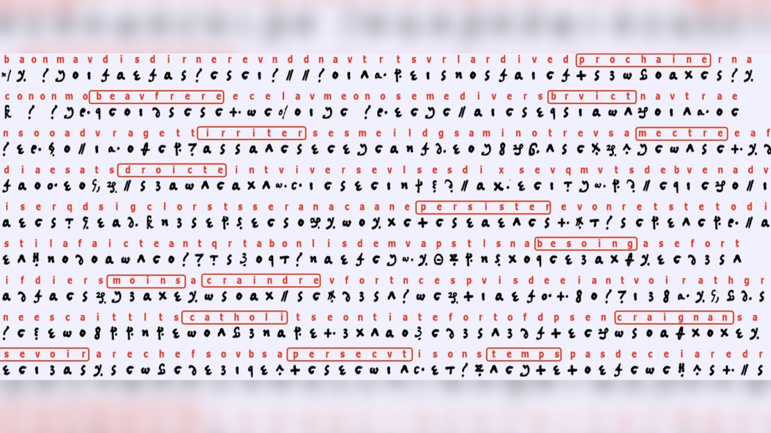 Words emerge from the elaborate ciphers in Mary's letters.