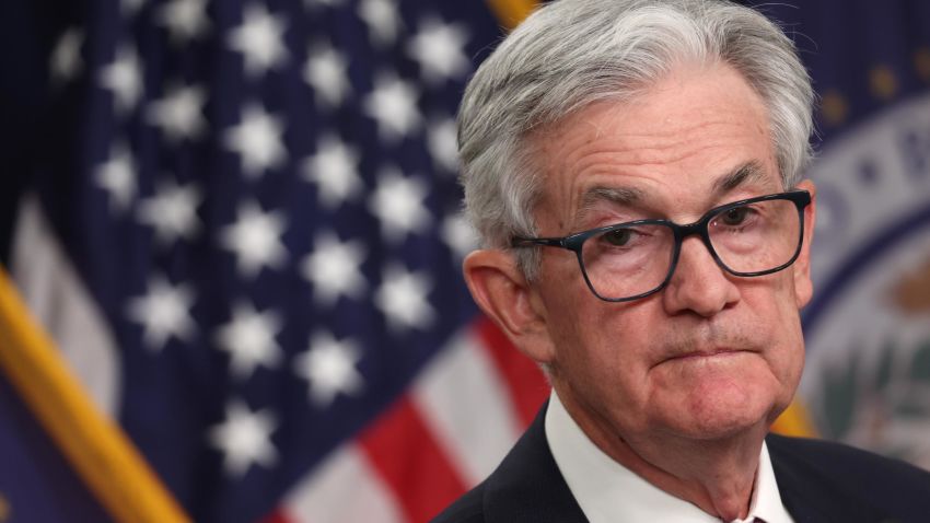 WASHINGTON, DC - FEBRUARY 01: Federal Reserve Board Chairman Jerome Powell speaks during a news conference after a Federal Open Market Committee meeting on February 01, 2023 in Washington, DC. The Federal Reserve announced a 0.25 percentage point interest rate increase to a range of 4.50% to 4.75%. (Photo by Kevin Dietsch/Getty Images)