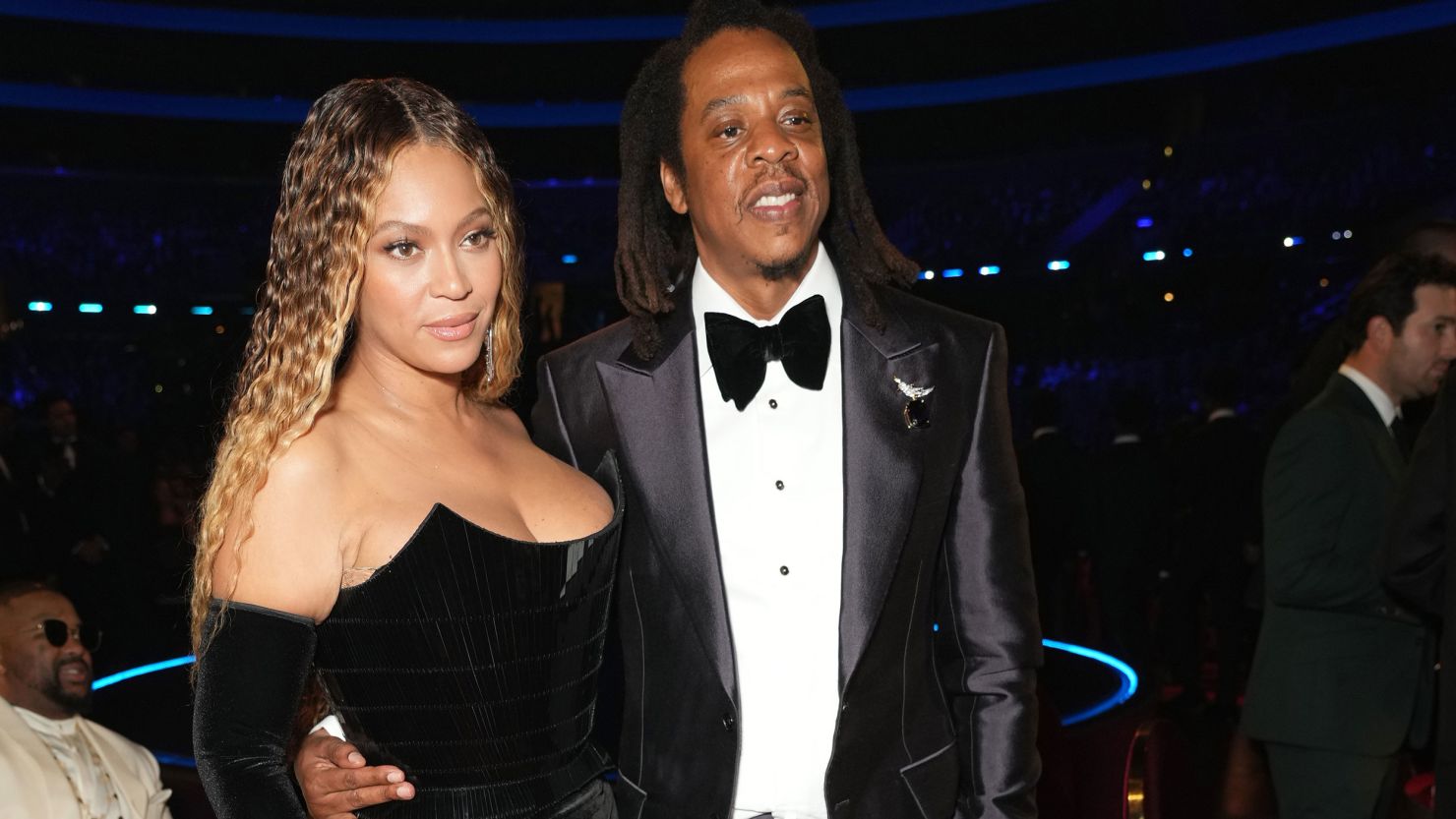 (From left) Beyoncé and Jay-Z at the 2023 Grammy Awards in Los Angeles. 