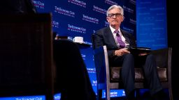 WASHINGTON, DC - FEBRUARY 07: Federal Reserve Board Chairman Jerome Powell speaks during an interview by David Rubenstein, Chairman of the Economic Club of Washington, D.C., at the Renaissance Hotel on February 7, 2023 in Washington, DC. (Photo by Julia Nikhinson/Getty Images)