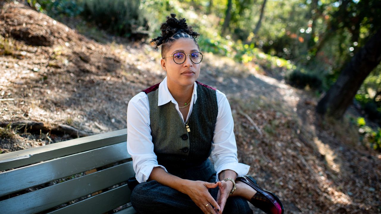 In this file photo, Anika Collier Navaroli poses for a photo in an undisclosed location on September 21, 2022.