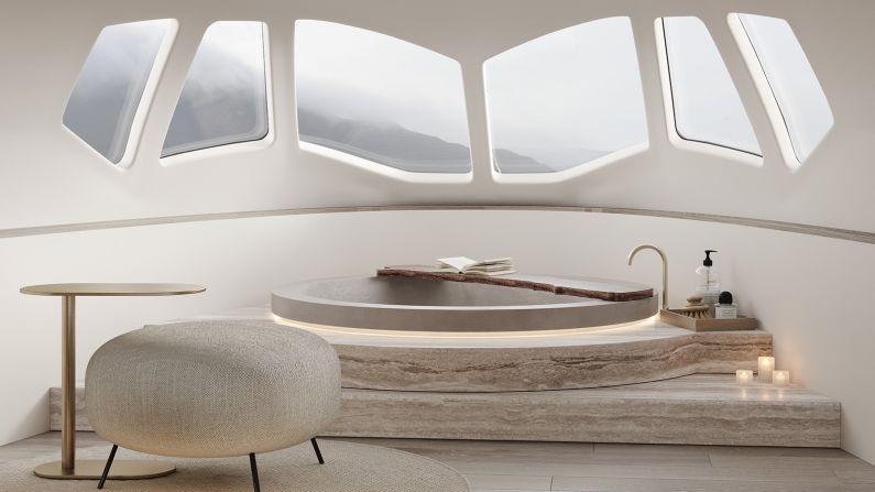 <strong>Luxurious bathroom: </strong>The cockpit has been converted into a large bathroom, with additional portholes added so that guests can check out the view "overboard."