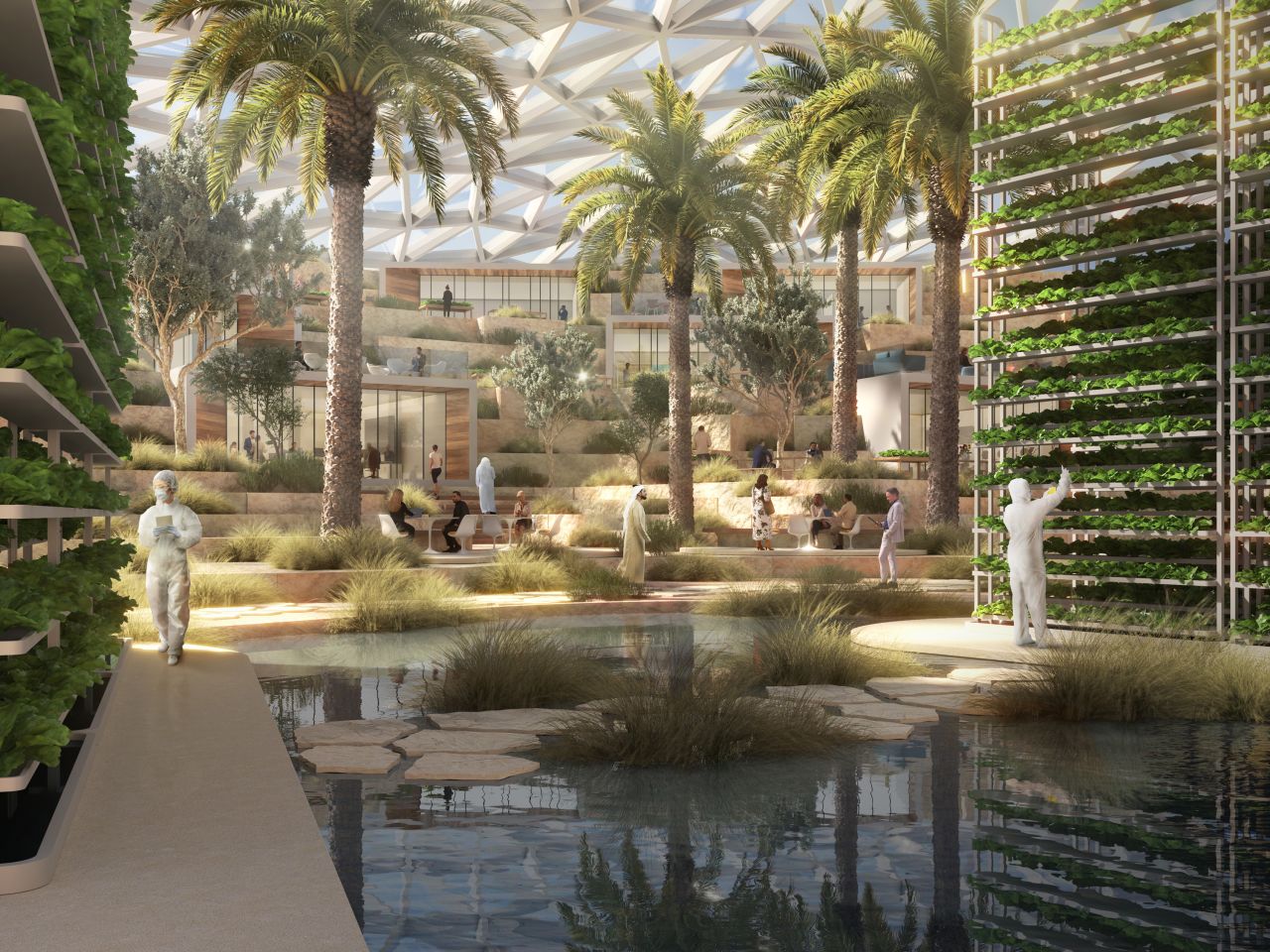 URB's CEO Baharash Bagherian wants the Agri Hub to help visitors understand sustainable agriculture techniques such as vertical farming -- growing plants without soil or natural light in vertically stacked beds. This technique uses much less water than conventional methods.