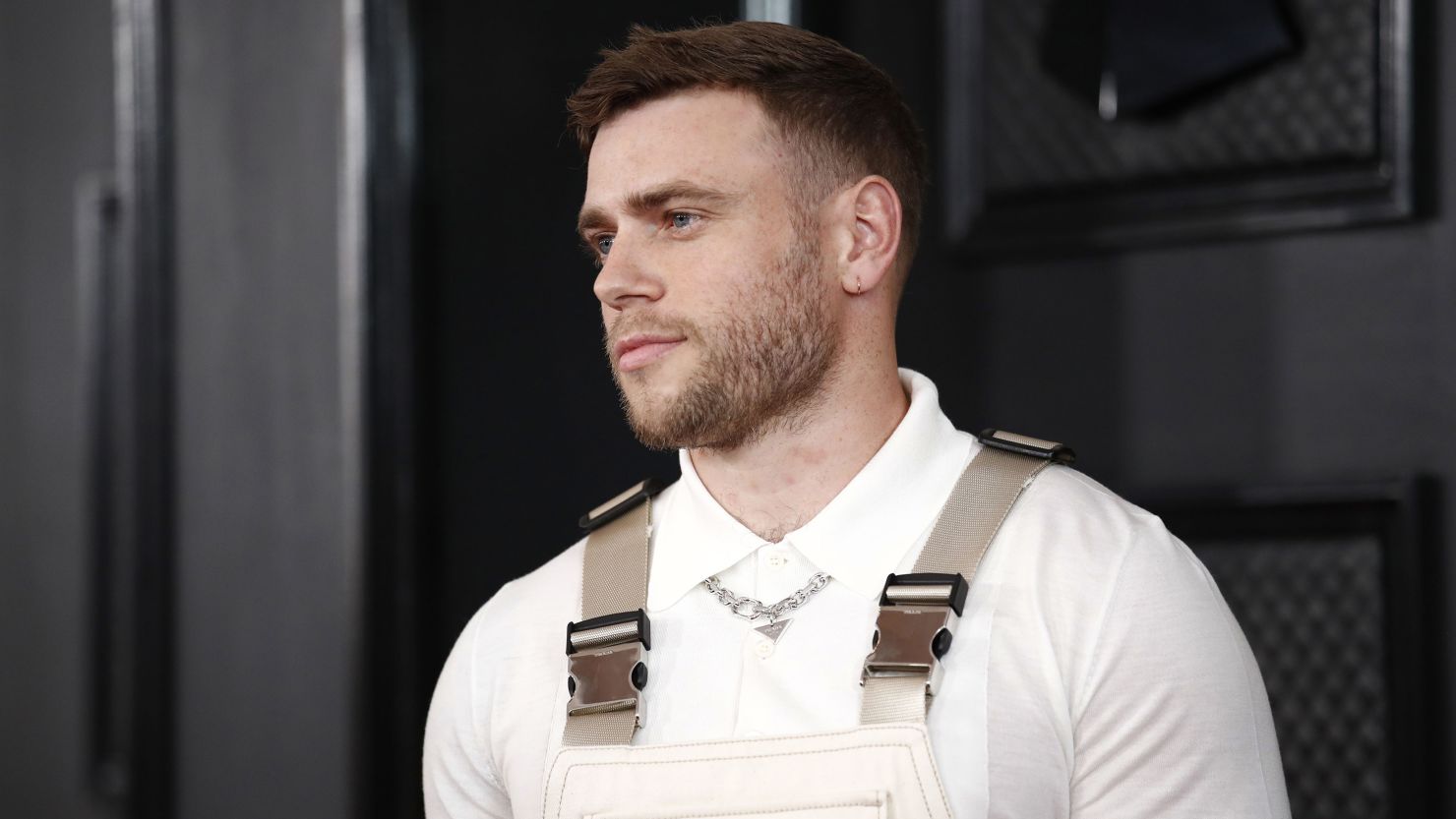 Gus Kenworthy arrives for the 65th annual Grammy Awards at the Crypto.com Arena in Los Angeles, California on February 5.