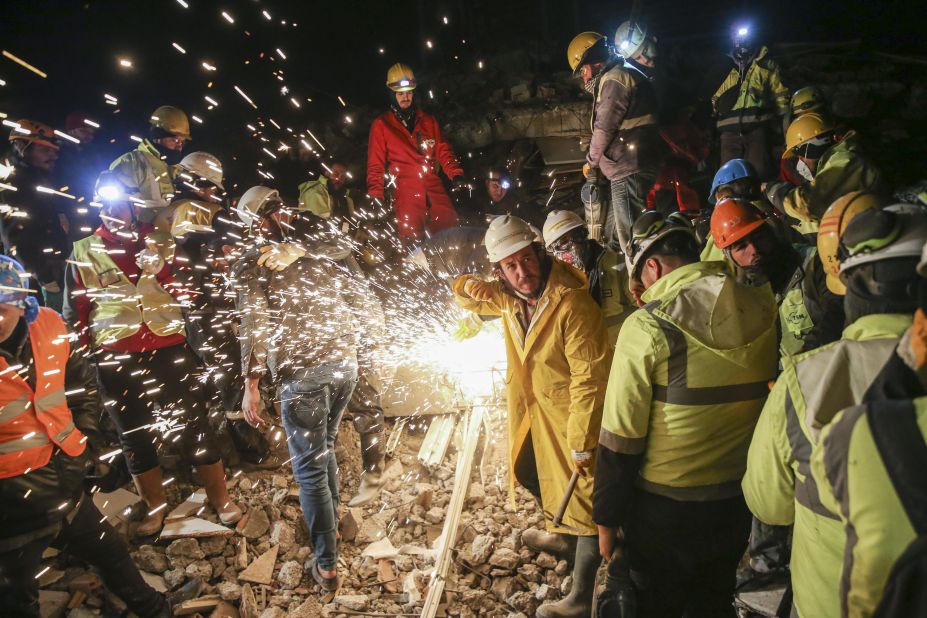 Search-and-rescue efforts continue in Hatay on February 7.