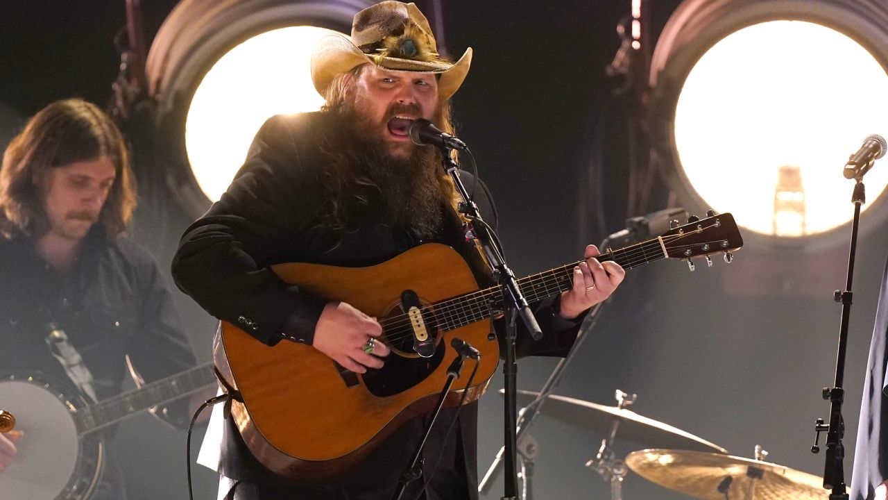 Chris Stapleton performs "You'll Never Leave Harlan Alive" during the 56th Annual CMA Awards on November 9, 2022, at the Bridgestone Arena in Nashville.