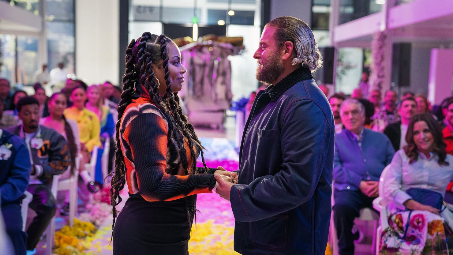 Lauren London as Amira and Jonah Hill as Ezra in "You People."