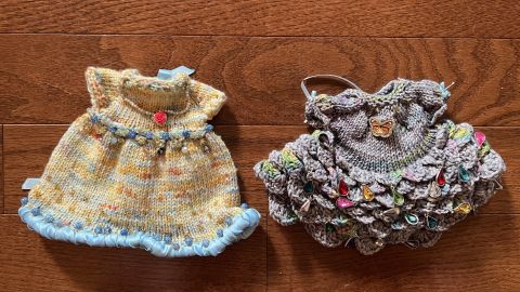 The Longs brought baby dresses Beth had knit to her procedure.