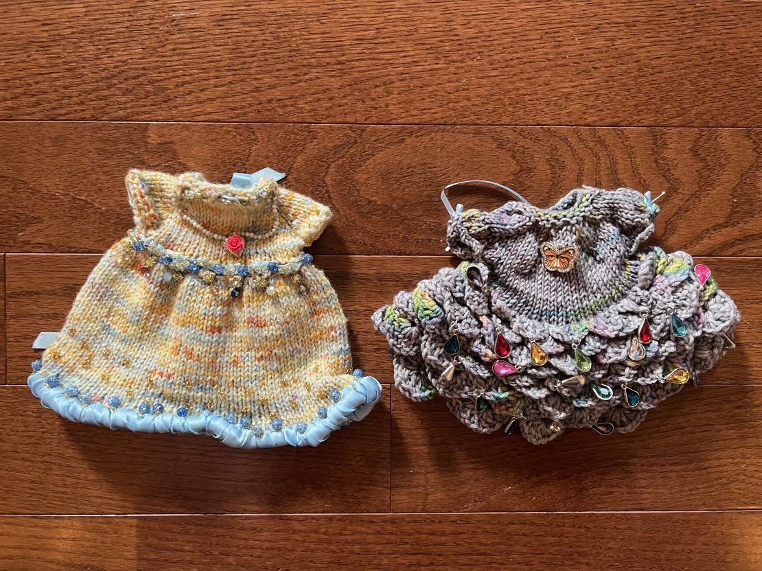 The Longs brought baby dresses Beth had knit to her procedure.