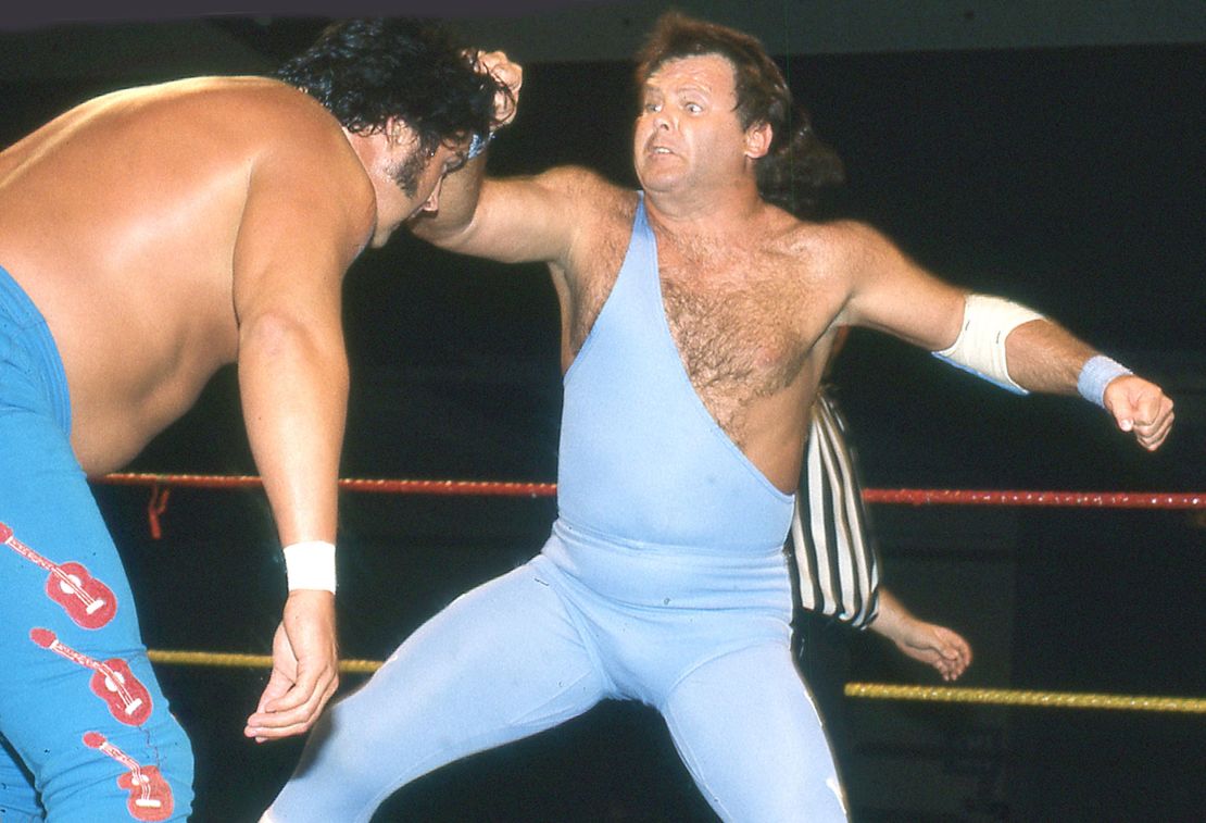 Jerry Lawler wrestles The Honky Tonk Man in the 1990s. 