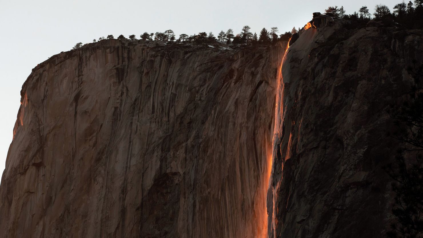 "Firefall" is seen at Yosemite National Park on February 23, 2022.