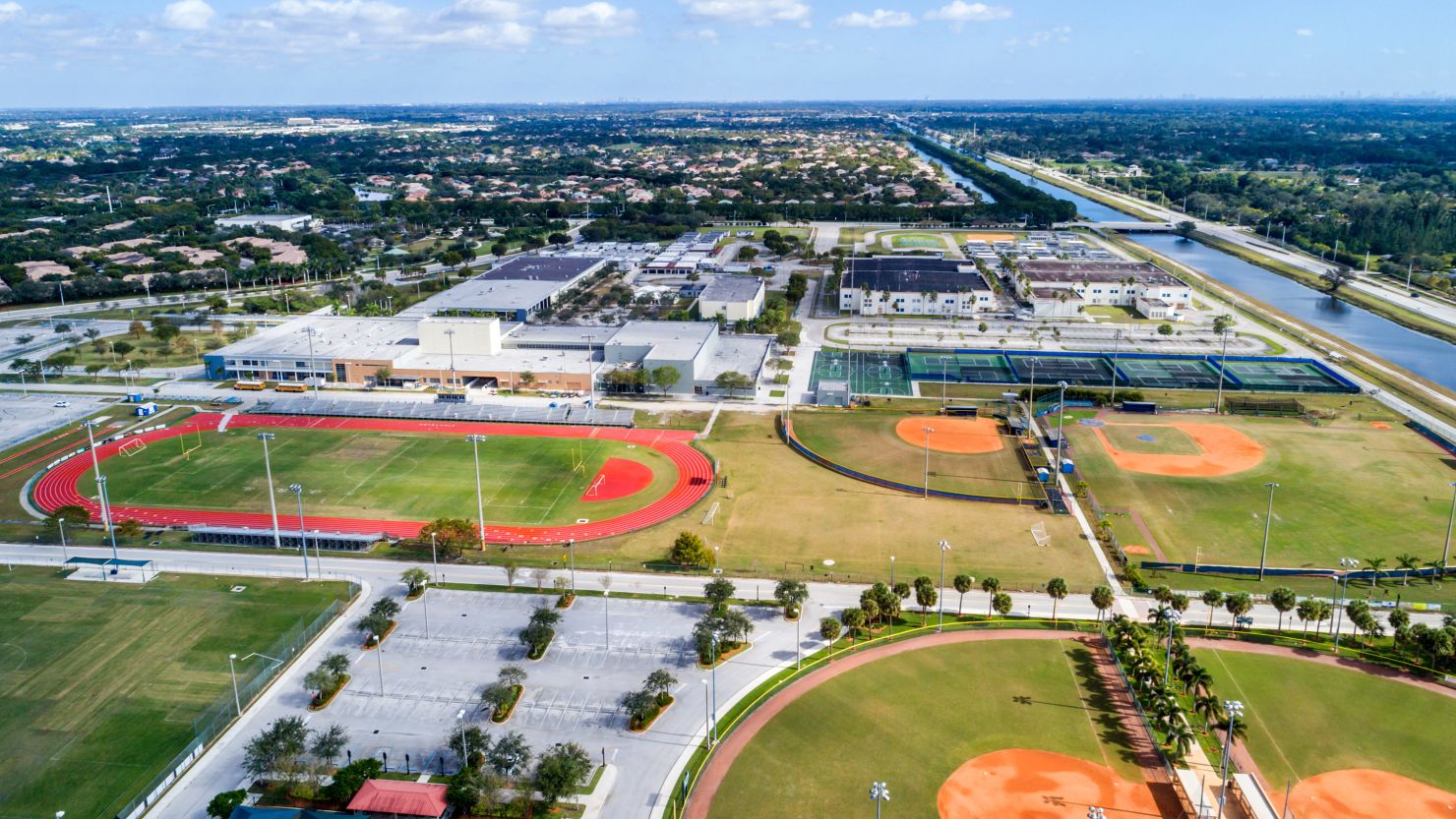 Cypress Bay High School sports fields in Weston, Florida. 