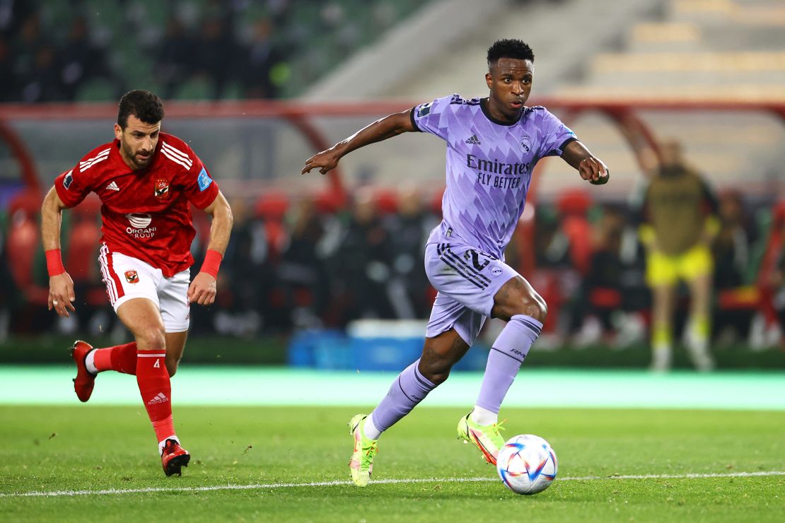 Vinícius Jr. scored Real Madrid's opening goal of the Club World Cup semifinal. 