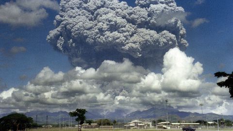 Mount Pinatubo volcano erupted in 1991, sending a cloud of ash into the atmosphere which cooled global temperatures.