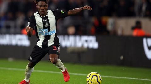 Atsu, formerly of Newcastle United, faces Wolves in a Premier League match in January 2020. 