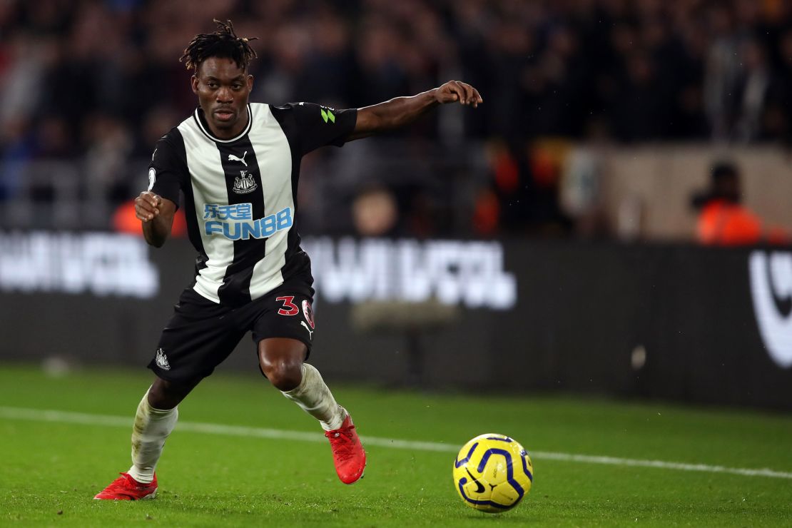 Atsu, formerly of Newcastle United, faces Wolves in a Premier League match in January 2020.