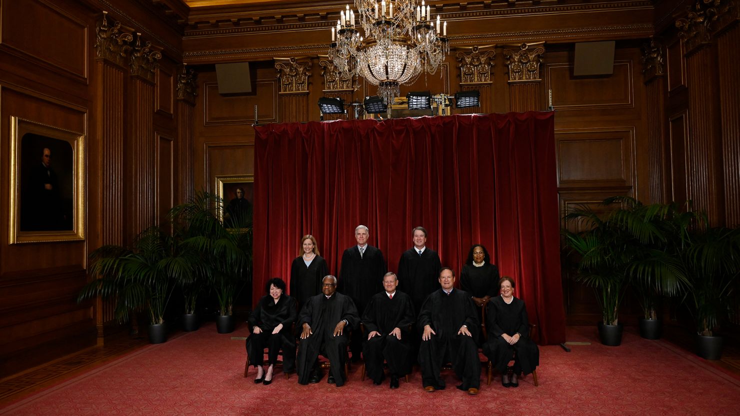 Justices of the US Supreme Court pose for their official photo on October 7, 2022.