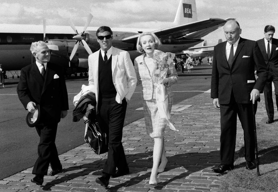 Bacharach and actress-singer Marlene Dietrich arrive for the Edinburgh Festival in Scotland in 1965.