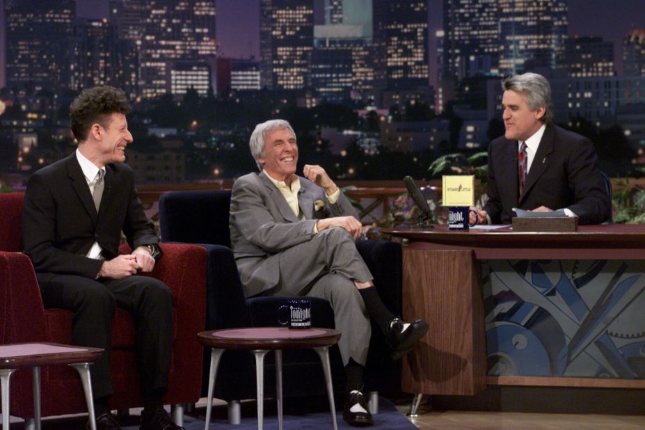 Bacharach, center, appears on "The Tonight Show" with Jay Leno in 2000. At left is fellow guest Lyle Lovett.