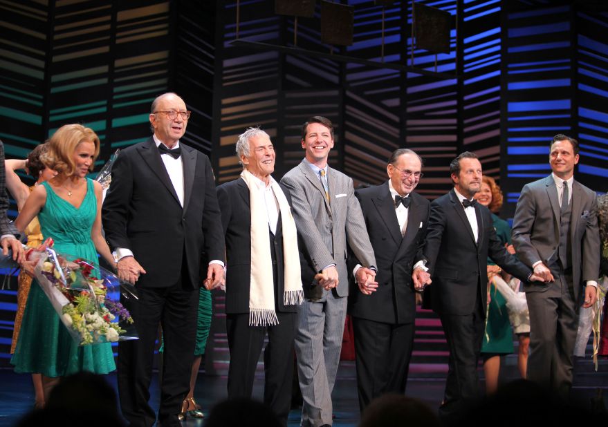 Bacharach, third from left, takes a bow on the opening night of the Broadway musical "Promises, Promises" in 2010. With him, from left, are Kristin Chenoweth, Simon, Sean Hayes, David, Rob Ashford and Tony Goldwyn.
