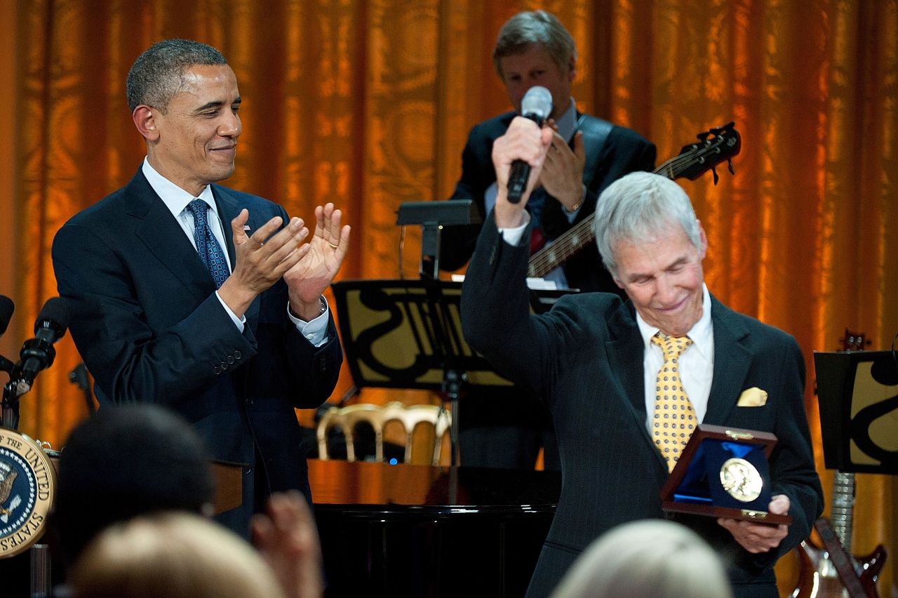 President Barack Obama applauds Bacharach after he and David were awarded the Gershwin Prize for Popular Song in 2012. 