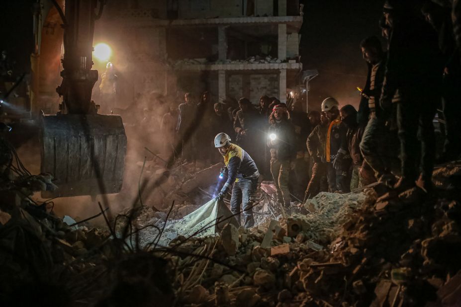 Search-and-rescue efforts continue in Aleppo on February 8.