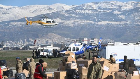 Humanitarian aid distribution continues as search and rescue works are also underway after 7.7 and 7.6 magnitude earthquakes hit multiple provinces of Turkey including Kahramanmaras province on February 09, 2023.
