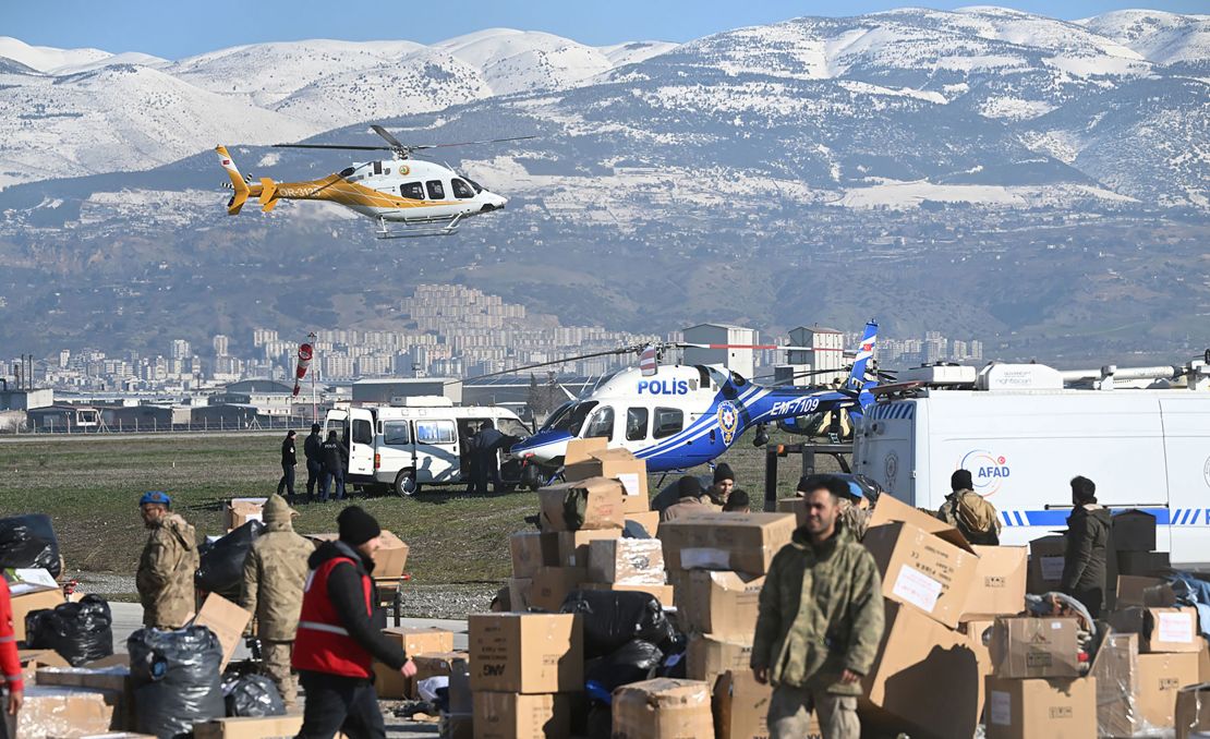 Humanitarian aid distribution continues as search and rescue works are also underway after 7.7 and 7.6 magnitude earthquakes hit multiple provinces of Turkiye including Kahramanmaras province on February 09, 2023.