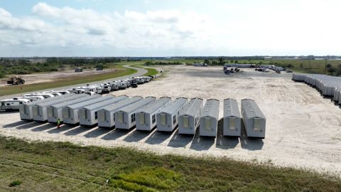 FEMA trailers waiting to be distributed. 