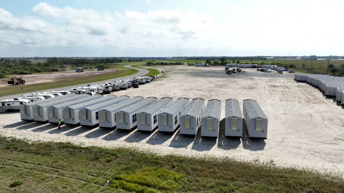 FEMA trailers waiting to be distributed. 