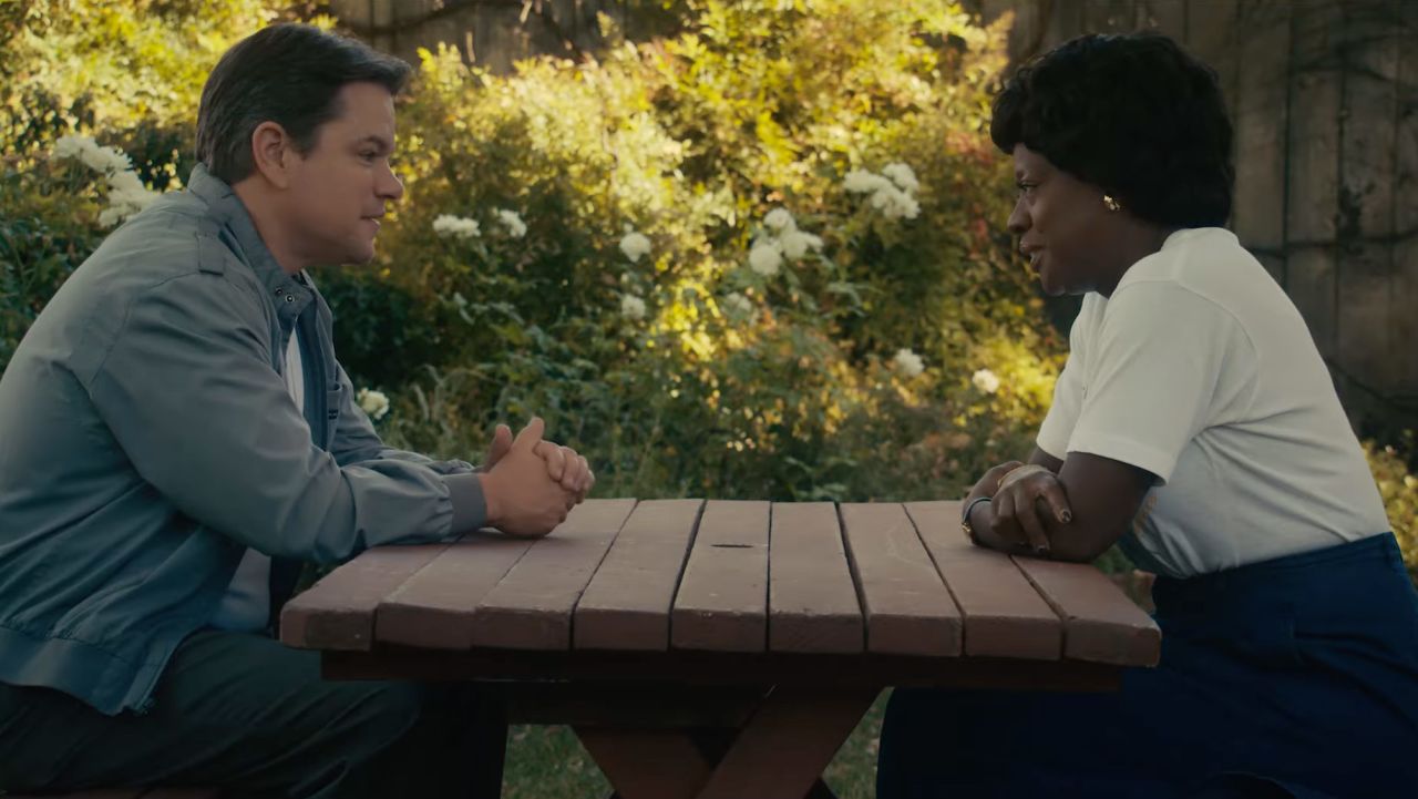 Matt Damon and Viola Davis in "Air"