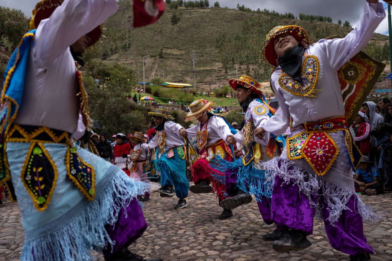 Dancers in Canincunca, Peru, perform the Meztiza Coyacha traditional dance during celebrations of the Purified Virgin of Canincunca on Saturday, February 4.