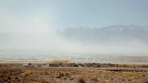 The town of Keeler, California, sits along the now-dry Owens Lake in March 2022.