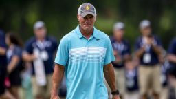 MADISON, WI - JUNE 23: Former Green Bay Packer quarterback Brett Favre walks up to the green after hitting his 2nd shot of a 4 man charity scramble during American Family Insurance Championship on June 23rd, 2018 at the University Ridge Golf Course in Madison, WI. (Photo by Dan Sanger/Icon Sportswire via Getty Images)