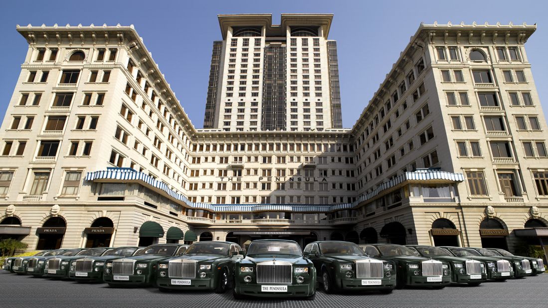 <strong>The Peninsula Hong Kong: </strong>The most iconic way to get to this grand dame is via Rolls-Royce Phantom. The hotel boasts a fleet of 14 -- all finished in the signature shade of Peninsula Brewster Green.
