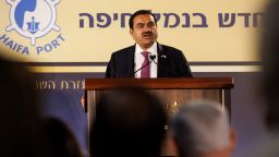 Gautam Adani, billionaire and chairman of Adani Group, speaks during an event at the Port of Haifa in Haifa, Israel, on Tuesday, Jan. 31, 2023. Adani, the Indian billionaire whose business empire was rocked by allegations of fraud by short seller Hindenburg Research, said his company will make more investments in Israel. Photographer: Kobi Wolf/Bloomberg via Getty Images
