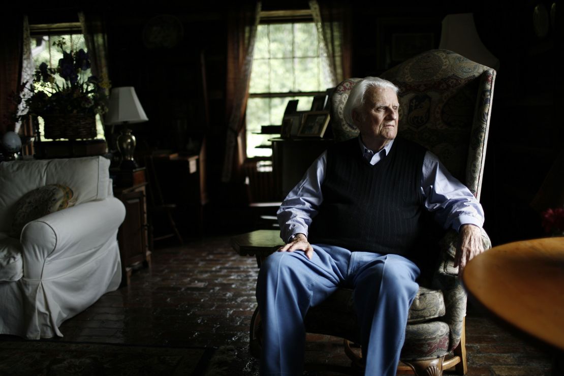 The late evangelist Billy Graham at his home in the mountains near Asheville, North Carolina, on July 25, 2006.  
