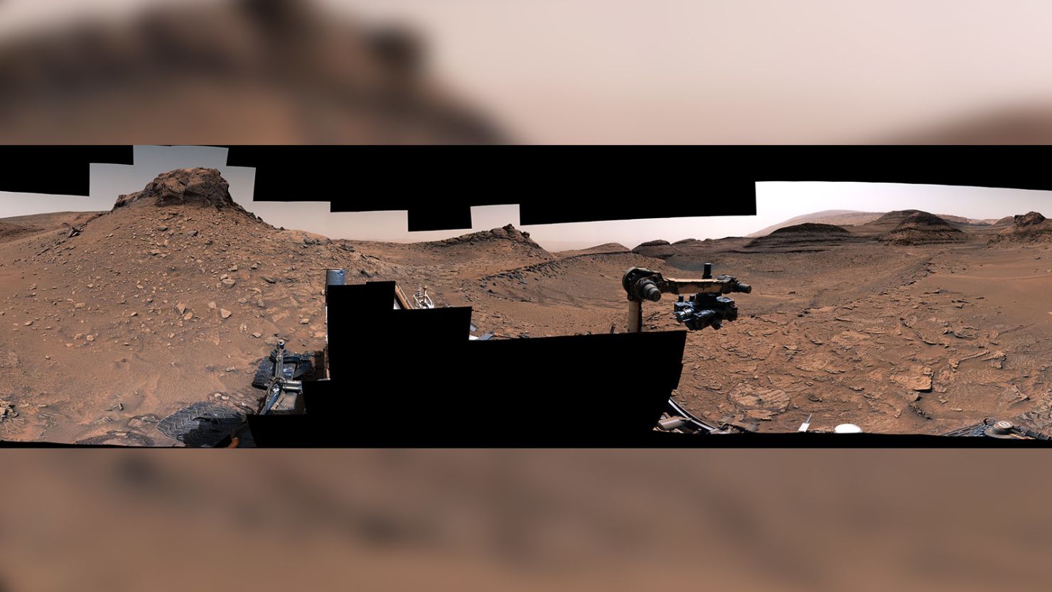 NASA's Curiosity rover used its Mast Camera to capture this 360-degree panorama of an area on Mars known as Marker Band Valley on December 16, 2022. 